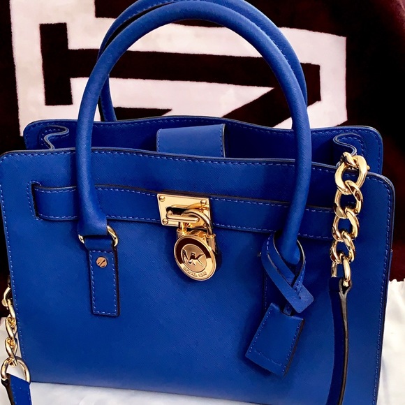 michael kors blue satchel bag